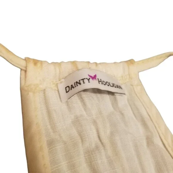 Dainty Hooligan Springtime Cream Racerback V-neck Tank Top. Billowing High Low - Picture 6 of 9